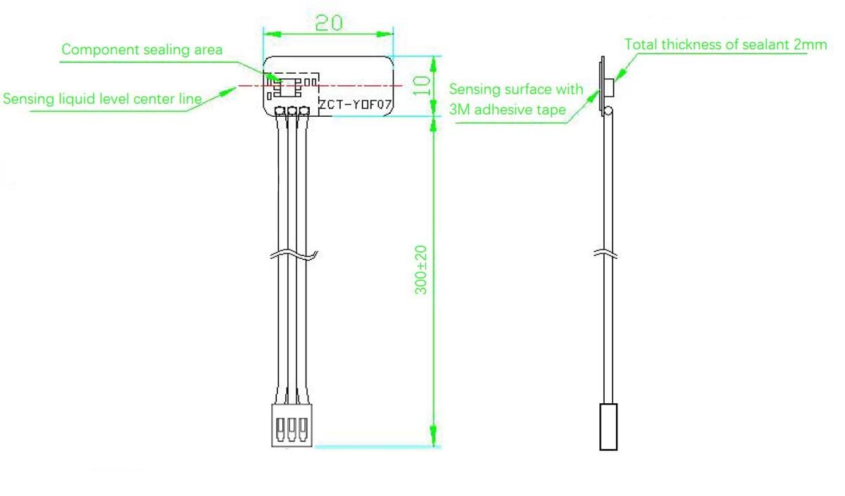Mechanical Drawing - DFRobot Non-contact Flexible Liquid Level Sensor